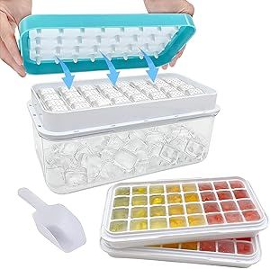 Ice Cube Trays for Freezer with Lid and Storage Bin, Mini Ice Tray with Spill-Resistant Cover, Ea... | Amazon (US)