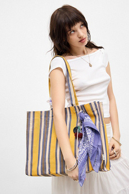 UO Large Stripe Woven Tote Bag | Urban Outfitters UK