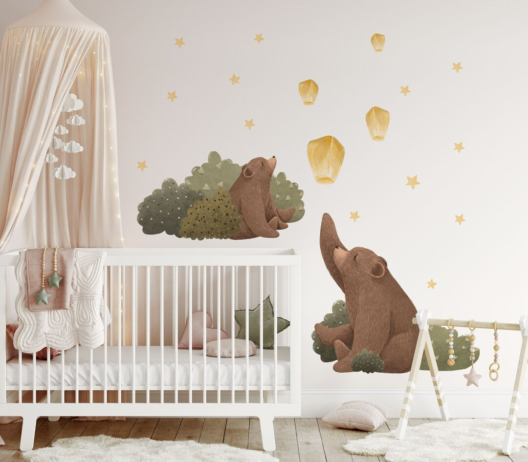 NITEWISH bear - Forest wall decal / Bear wall sticker / Woodland Night Sky | Etsy (US)