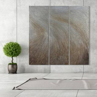 Empire Art Direct 60 in. x 20 in. "Gold Waves" - Set of 3 Textured Metallic Hand Painte... | The Home Depot