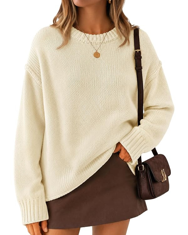 ZESICA Womens 2026 Fall Long Sleeve Crewneck Oversized Chunky Sweaters | Amazon (US)