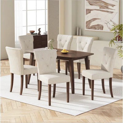 Indoor Wood Dining Set,Dining Chairs Set of 6 + Dining Table | Wayfair North America