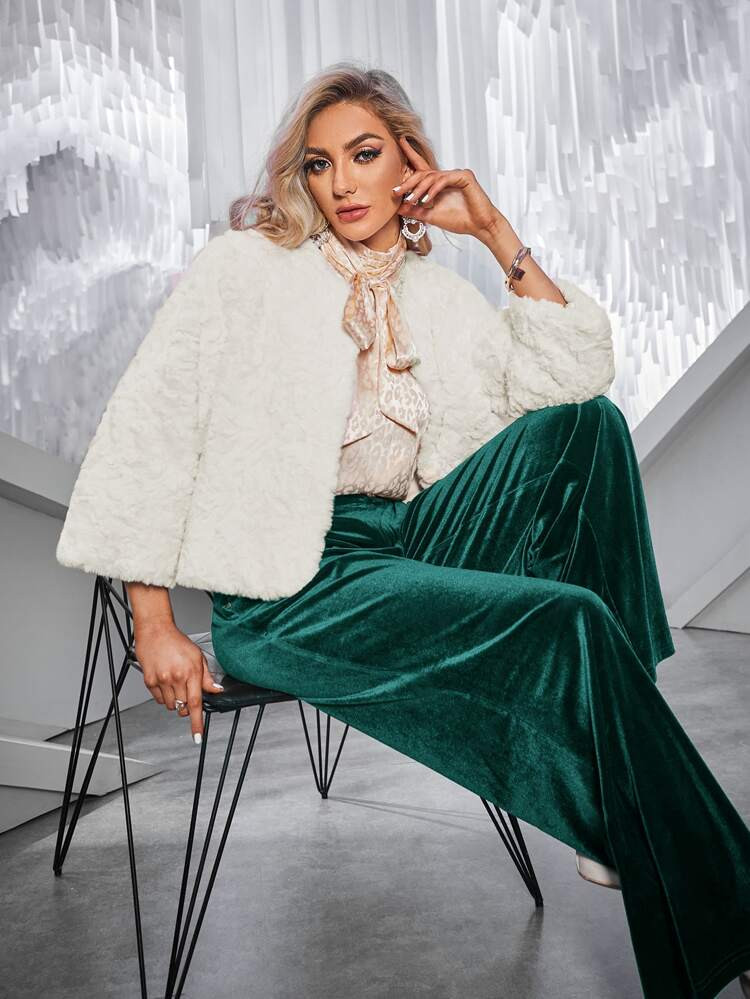 SHEIN High Waist Velvet Pants | SHEIN