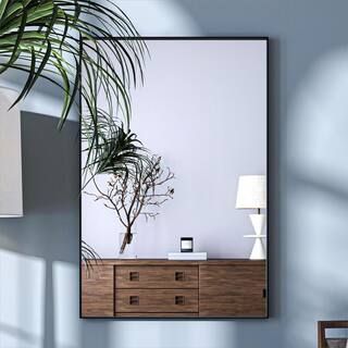 ORGANNICE 24 in. W x 36 in. H Black Rectangle Framed Tempered Glass Wall-mounted Mirror L6090MB -... | The Home Depot