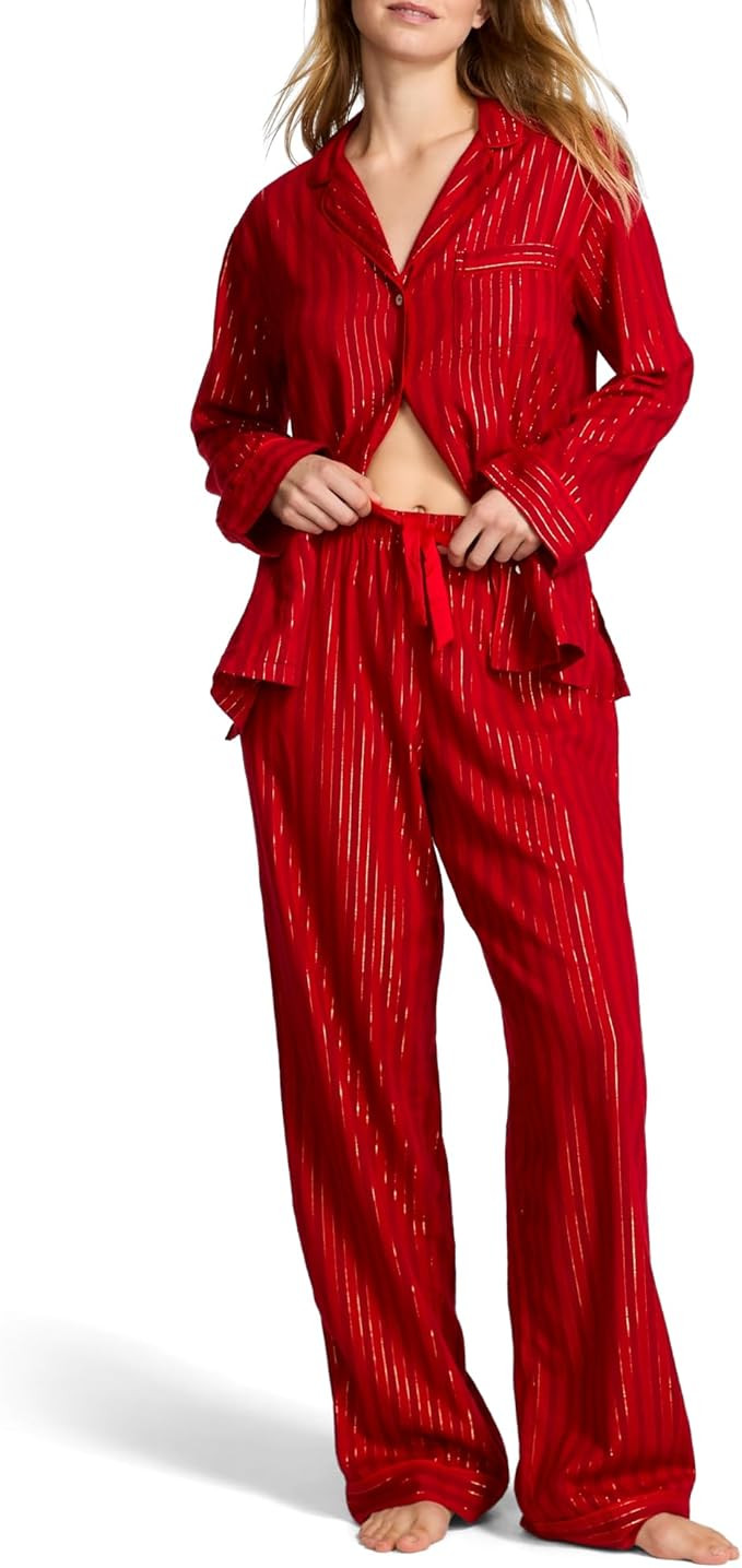 Victoria's Secret Flannel Pajama Set, Long Sleeve Button Down Shirt & Pants, Sleepwear for Women ... | Amazon (US)