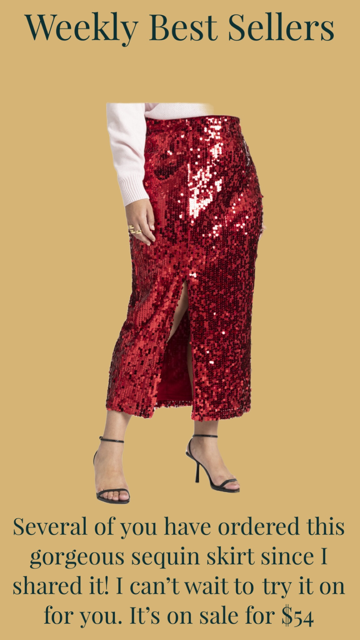Several of you have ordered this gorgeous sequin skirt since I shared it! I can’t wait to try it on for you. It’s on sale for $54

#LTKplussize #LTKsalealert #LTKfindsunder100