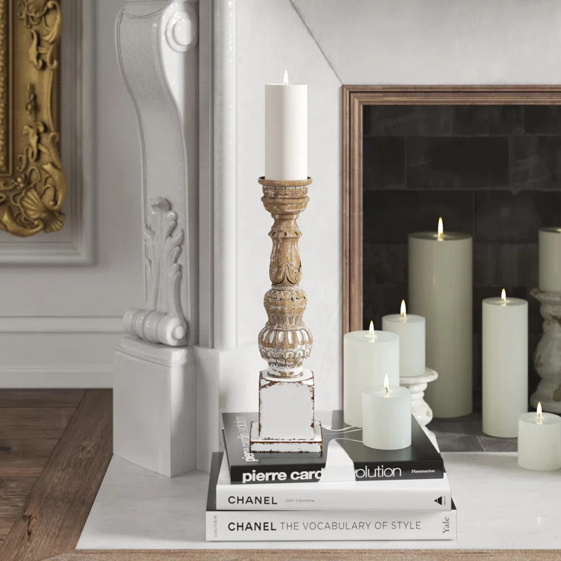 Mango Tall 20" Wood Tabletop Candlestick | Wayfair North America