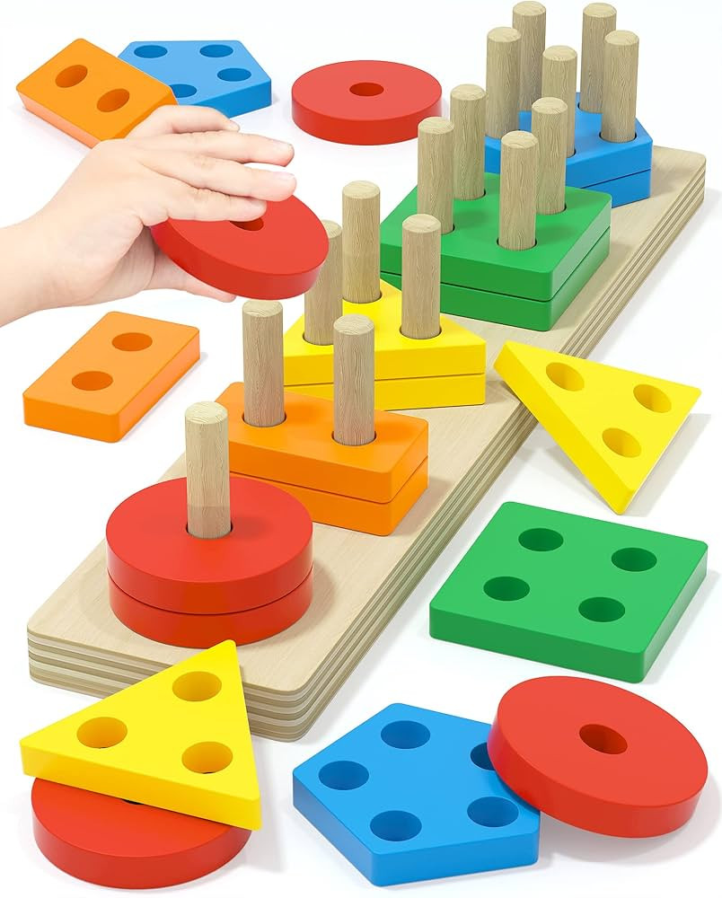 Yetonamr Montessori Toys for 1 2 3 Years Old Boys Girls Birthday Gifts, Wooden Sensory Toys for Ages 2-4 Toddlers Kids Baby, Toddler Stocking Stuffers Learning Toy Activities Puzzles Ages 1-3 | Amazon (US)