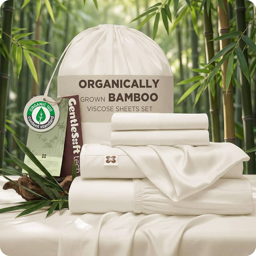 Bedsure 100% Organically Grown Bamboo Viscose King Size Sheets Set | Cooling Bedsheets for Hot Sl... | Amazon (US)