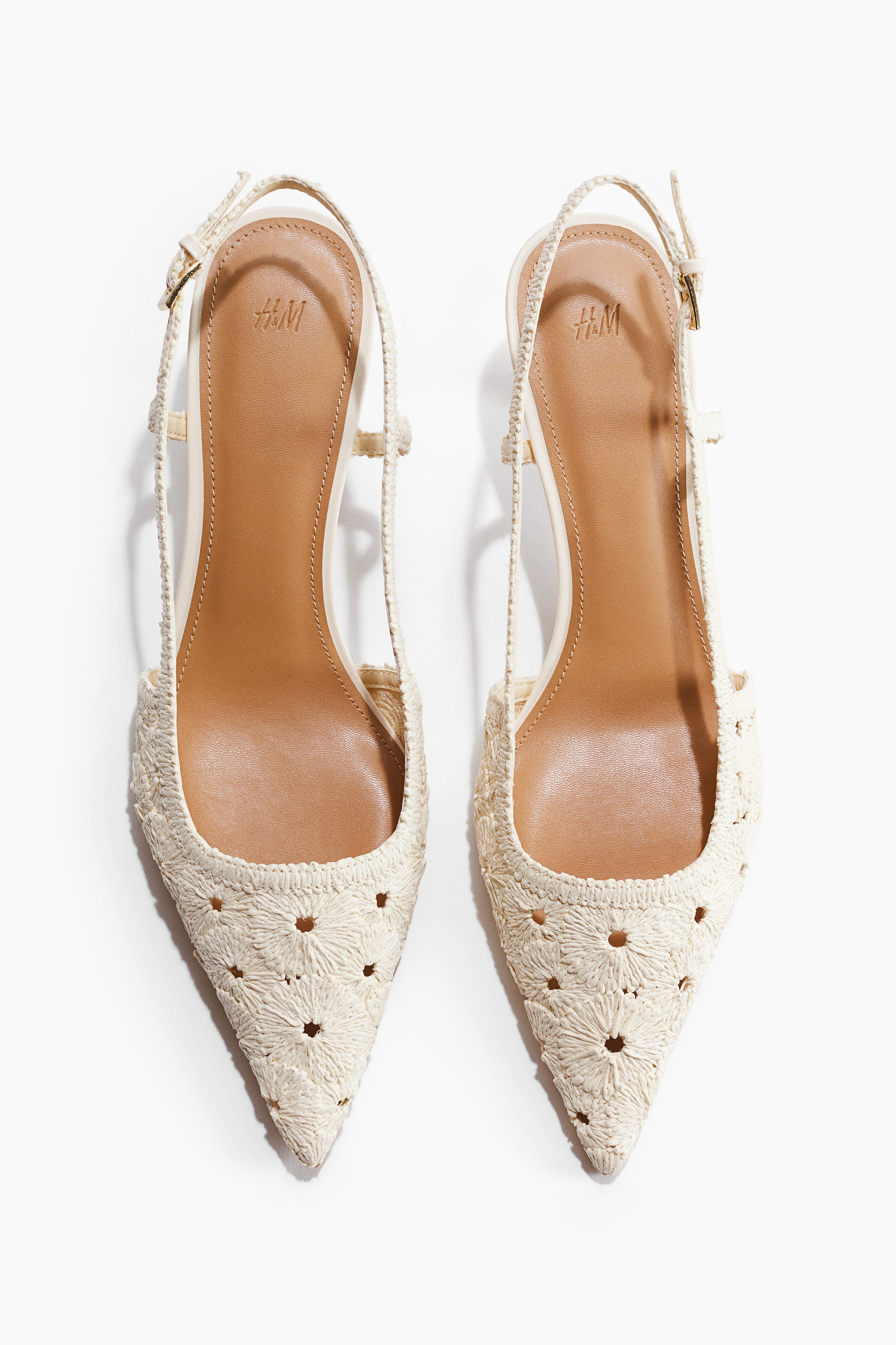 H & M - Kitten-Heeled Slingbacks - Cream | H&M (US + CA)