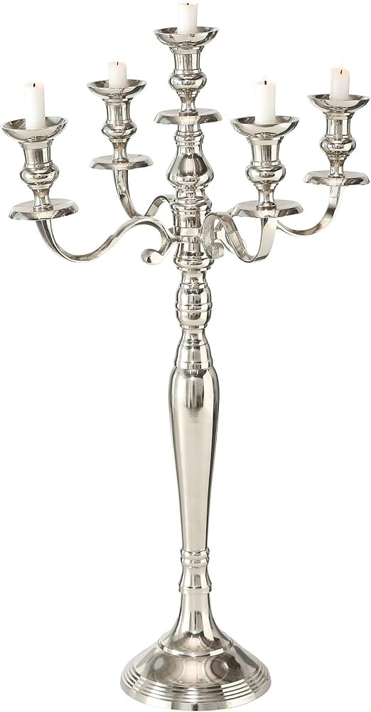 Whole House Worlds Hamptons Five Taper Candle Silver Candelabra | Amazon (US)