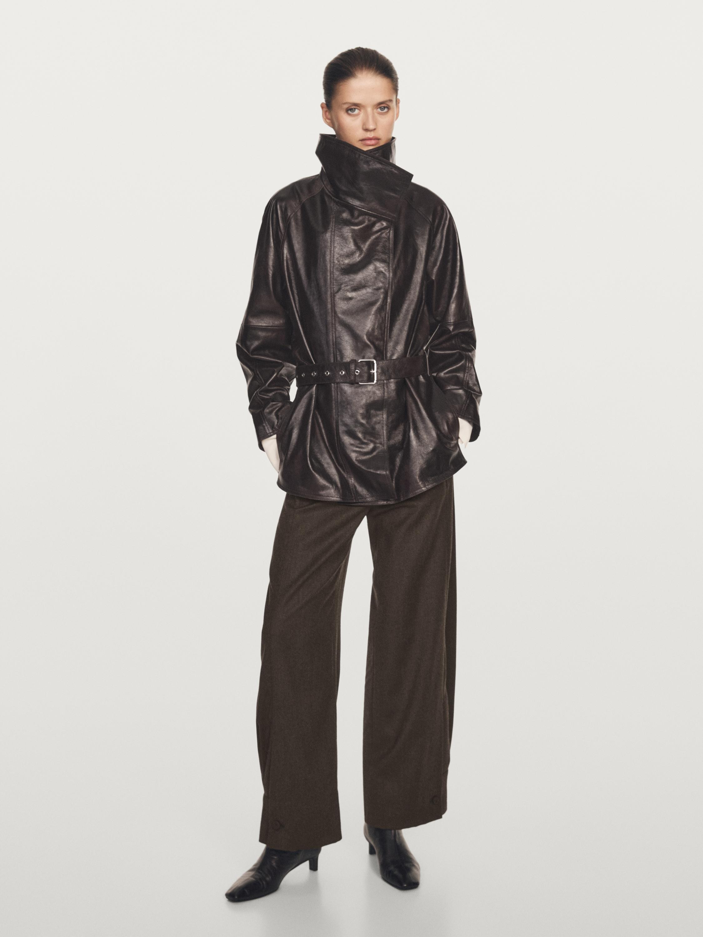 Nappa leather belt jacket | Massimo Dutti US