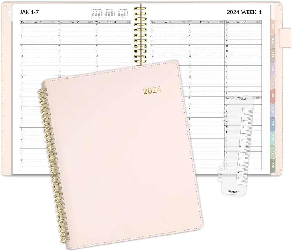 SUNEE 2024 Appointment Book, Quarter-Hourly, Weekly & Monthly 9.2"x11.2"- 12 Month (January 2024 ... | Amazon (US)