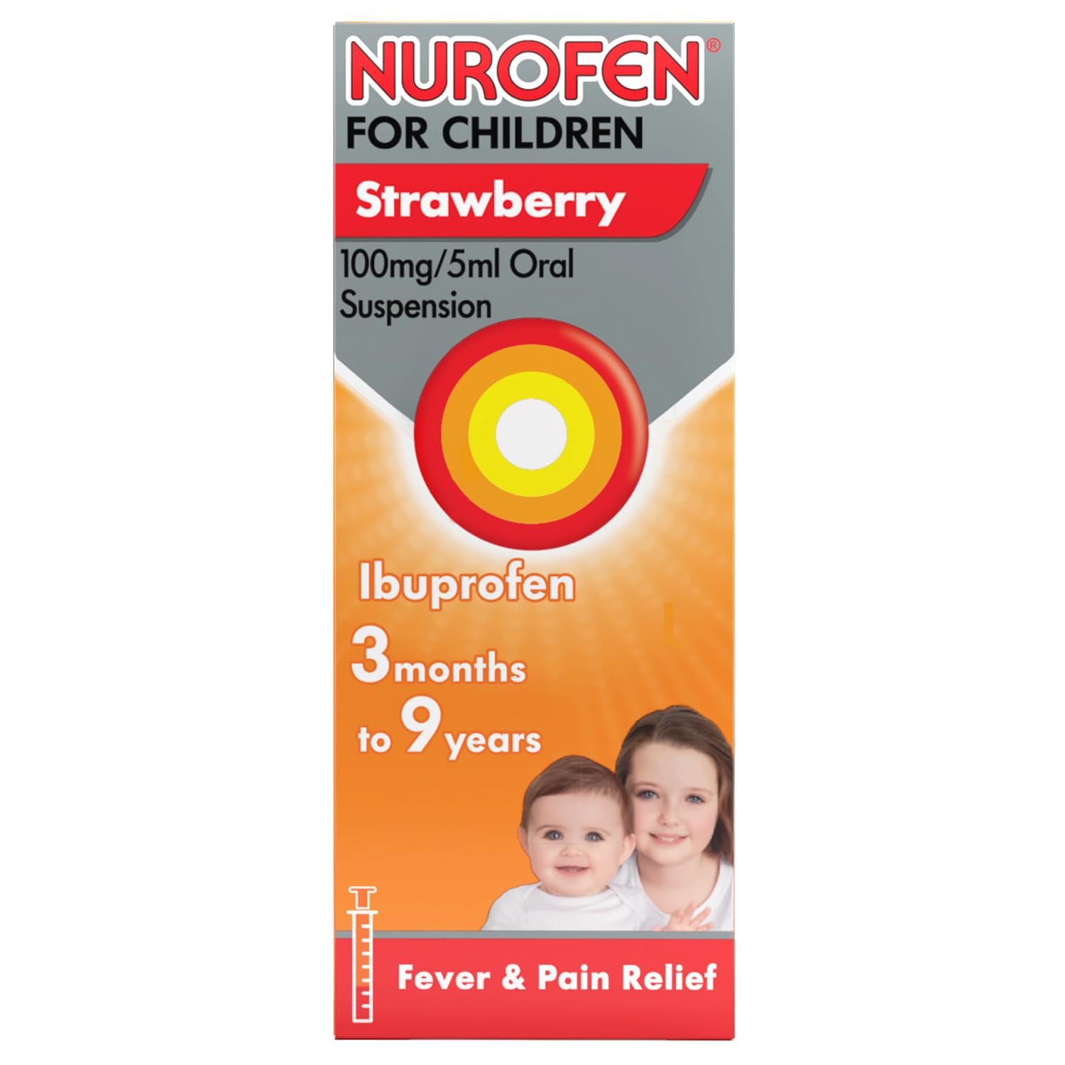 Nurofen For Children 3M-9Y, Kids Ibuprofen Strawberry 100 ml, Baby Teething Pain Relief, Cold Flu... | Amazon (UK)