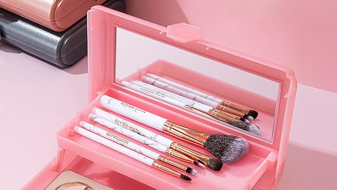 Cosmetic Display Cases, Makeup storage box with mirror, Snap-Tight Lid, Ideal for Quick Touch Ups... | Amazon (US)