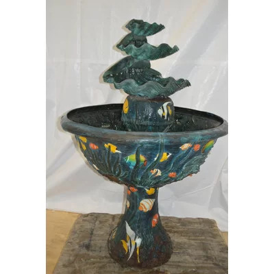 Bawl Bronze Fountain with three steps shells - Size: 43"L x 43"W x 63"H. | Wayfair North America