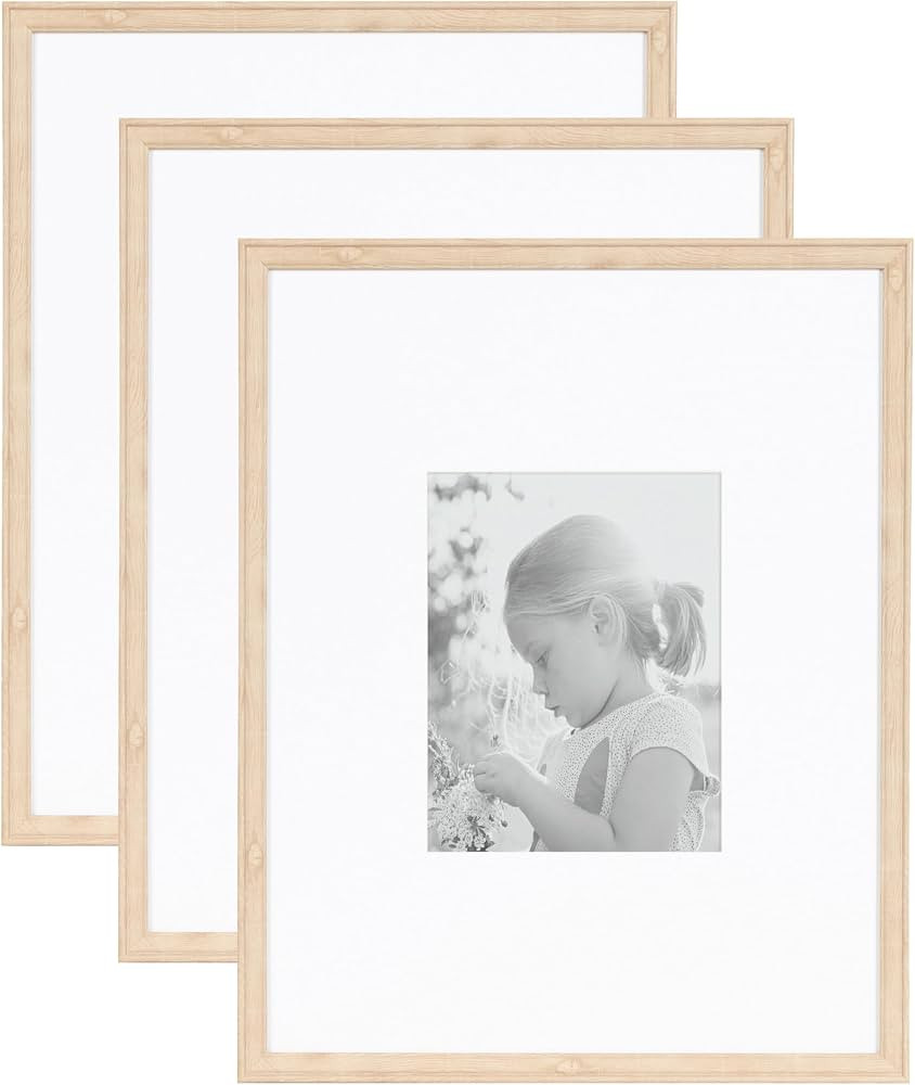 Kate and Laurel Adlynn Rectangle Picture Frame Set of 3, 16 x 20 matted to 8 x 10, Natural, Trans... | Amazon (US)