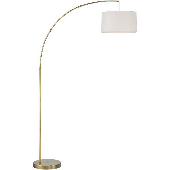 360 Lighting Mid Century Modern Tall Arc Floor Lamp Brass Metal White Drum Shade for Living Room ... | Target