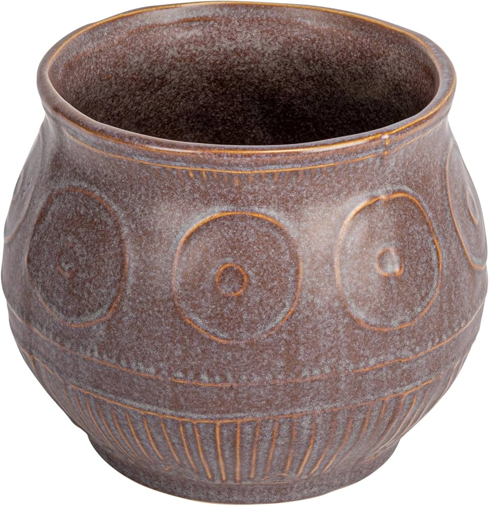 Creative Co-Op Debossed Stoneware Planter with Pattern and Reactive Glaze, Plum | Amazon (US)