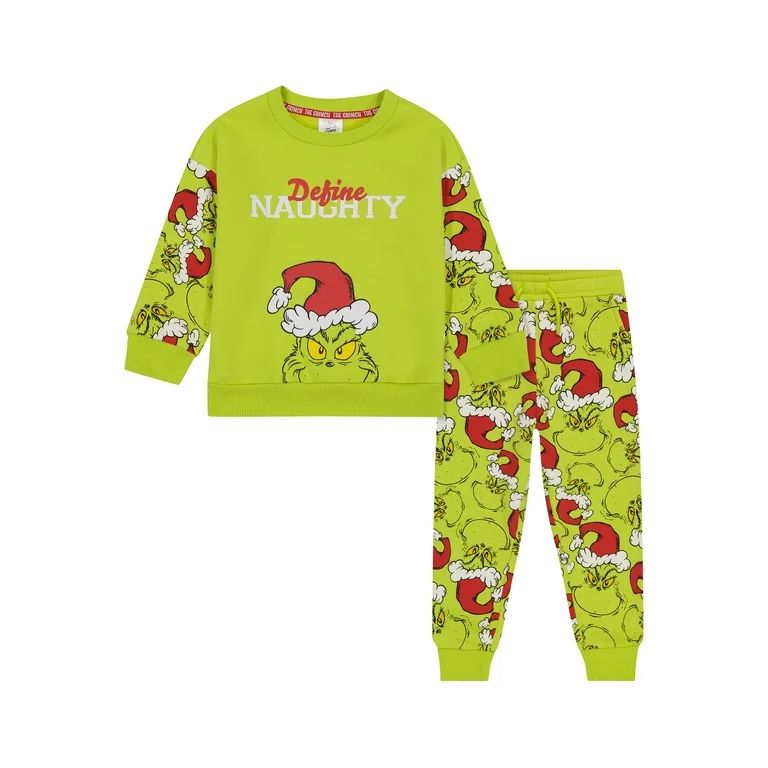 The Grinch Toddler Fleece "Define Naughty" 2 Piece Set, Green, Sizes 2T - 5T | Walmart (US)