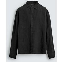 Zara - 100% Linen Polo Shirt - Black - L - Man | Zara US