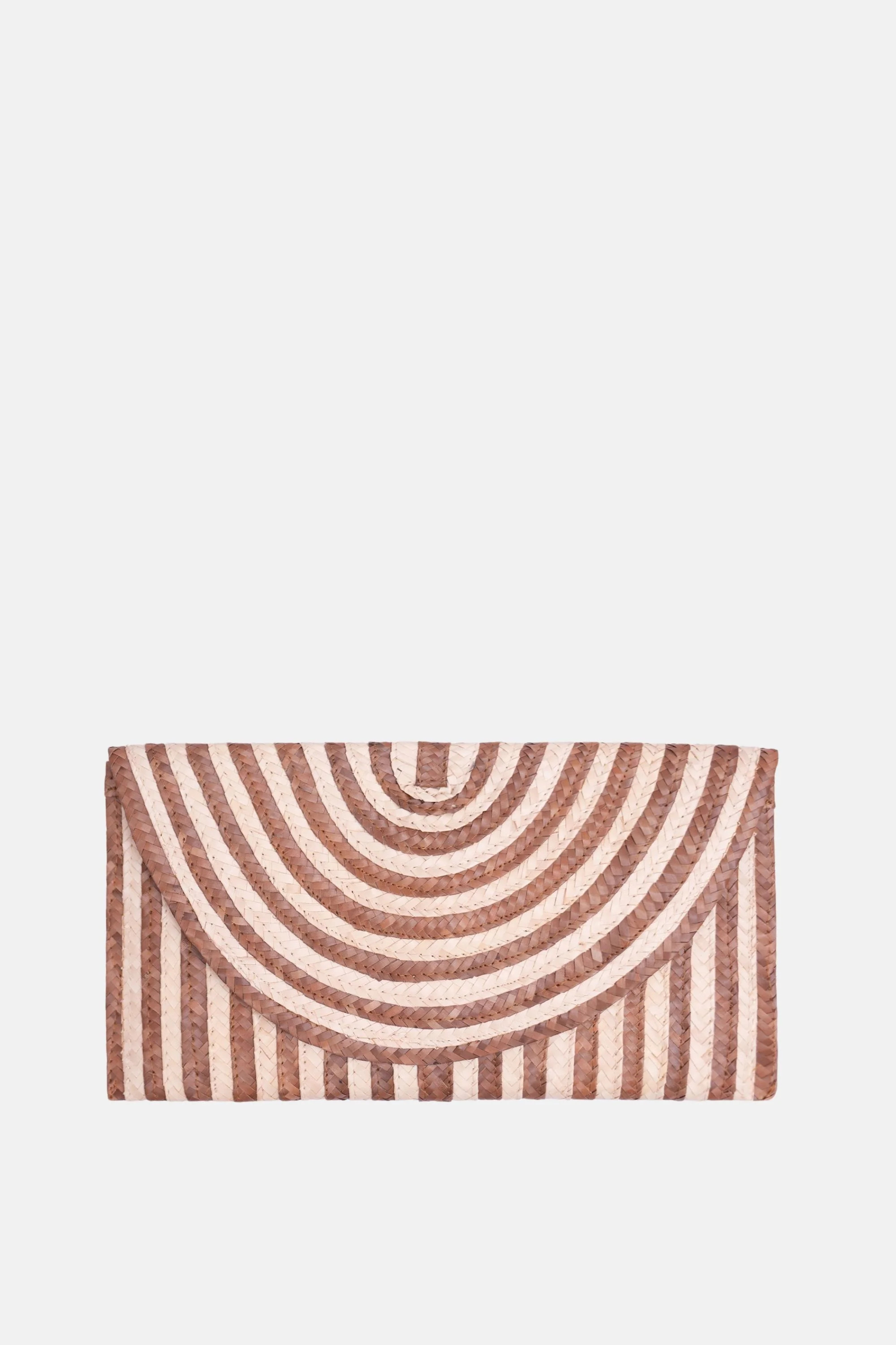 Jelavu - Brooke Small Striped Clutch - Cream / Brown | FUTURE BRANDS GROUP LLC