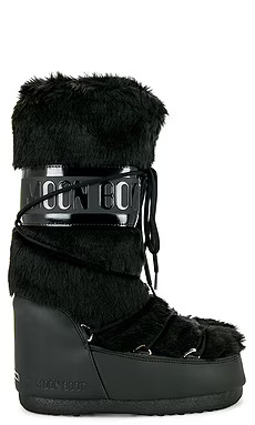 MOON BOOT Classic Faux Fur Boot in Black from Revolve.com | Revolve Clothing (Global)