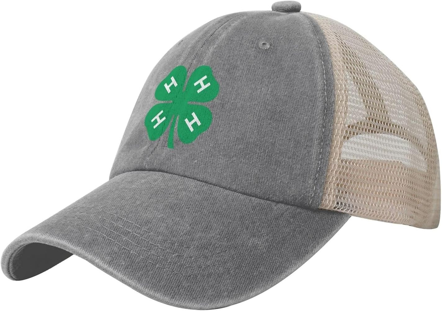 4-H Clover Adjustable Washed Denim Mesh Hat Denim Baseball Cap Cowboy Hat | Amazon (US)
