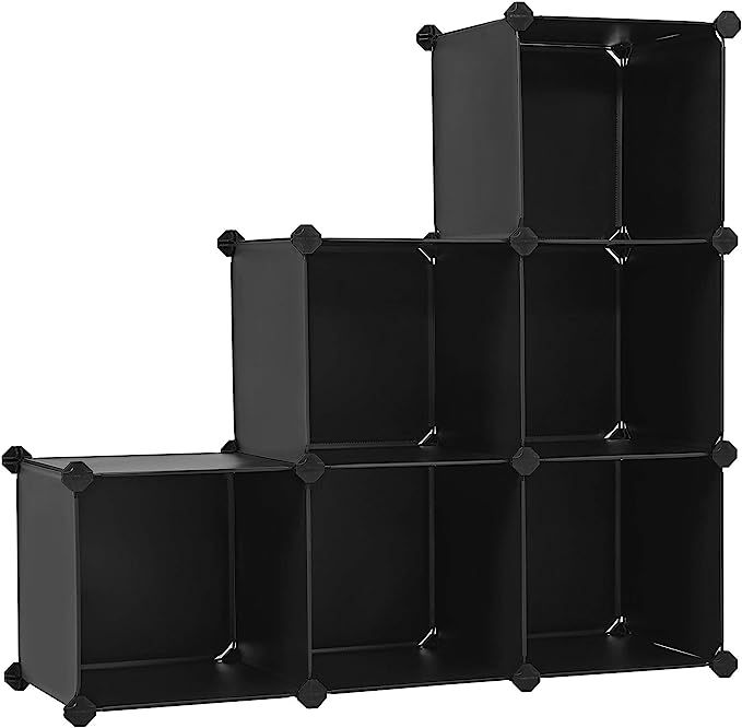 SONGMICS Cube Storage Organizer, 6-Cube Bookshelf, Customizable Plastic Cabinet, Modular Bookcase... | Amazon (US)