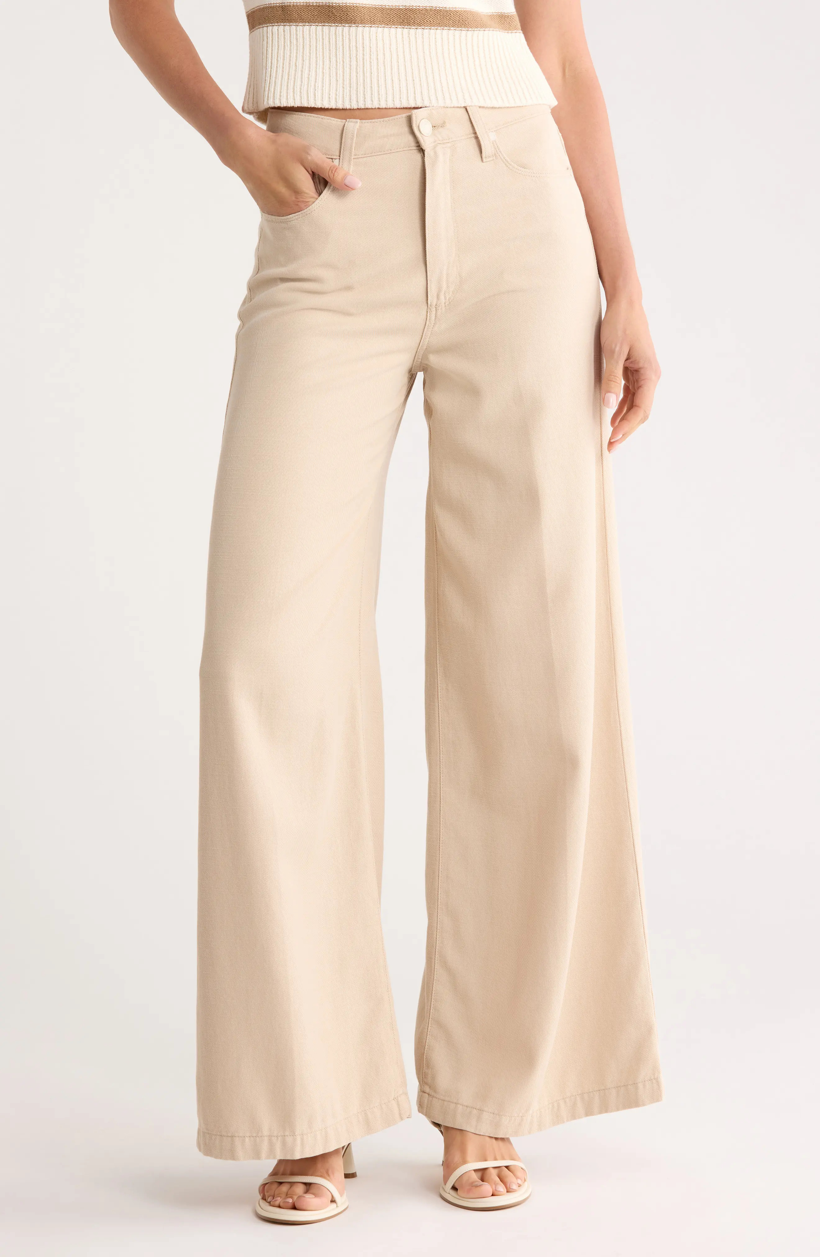 PAIGE Lennie High Waist Cropped Wide Leg Jeans (Sandie) (Women) | Nordstromrack | Nordstrom Rack