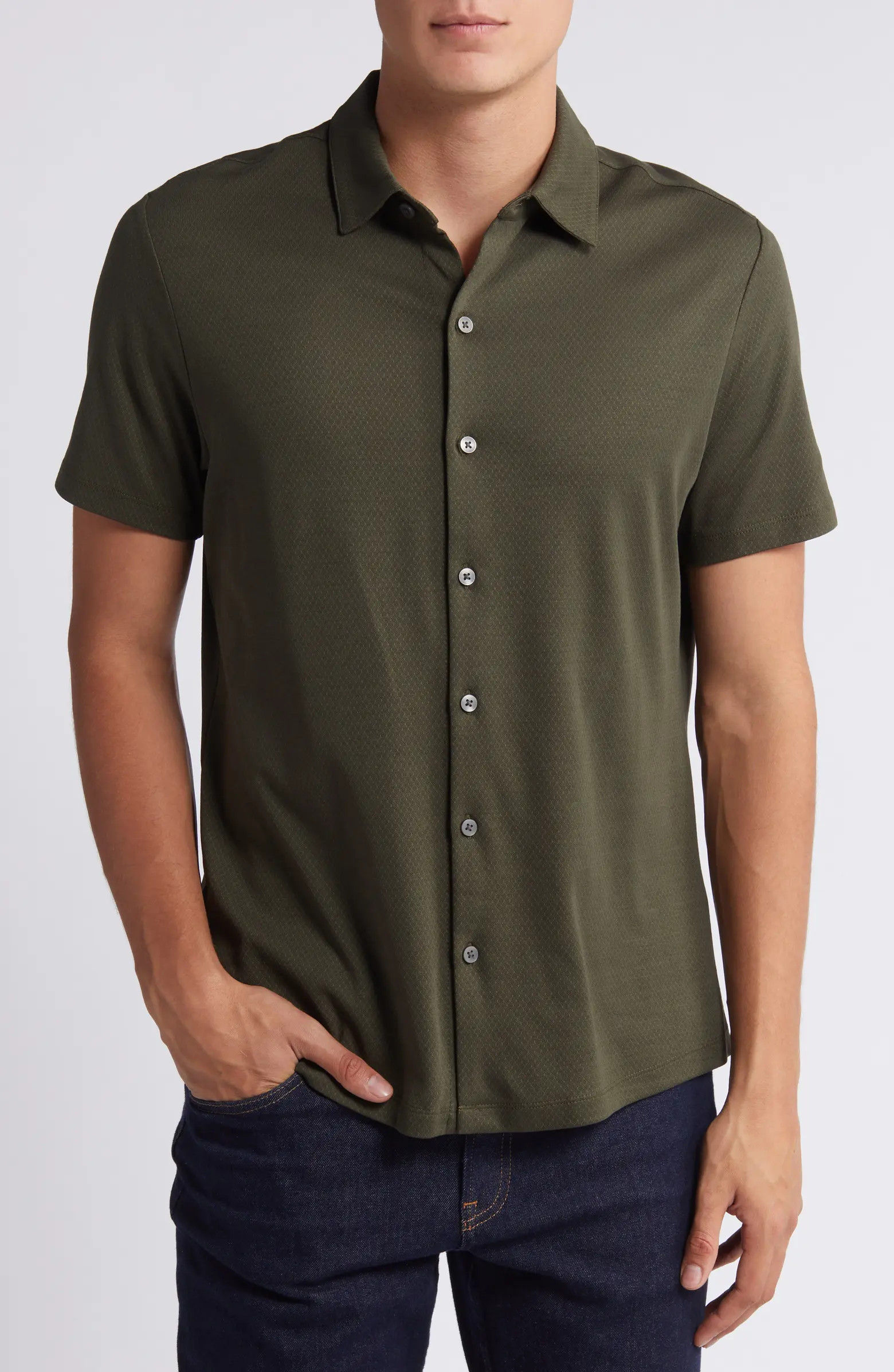 Robert Barakett Campbell Knit Short Sleeve Button-Up Shirt | Nordstrom | Nordstrom