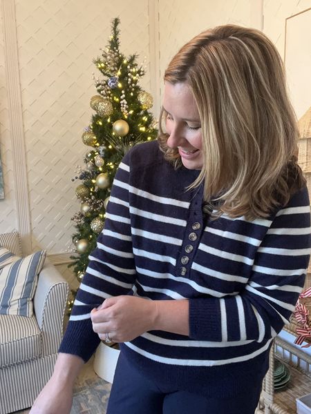Casual sweater, striped sweater, winter fashion, casual outfit, striped navy blue. Size up if you want it more oversized! I didn’t and wish I had  

#LTKSeasonal #LTKunder50 #LTKsalealert