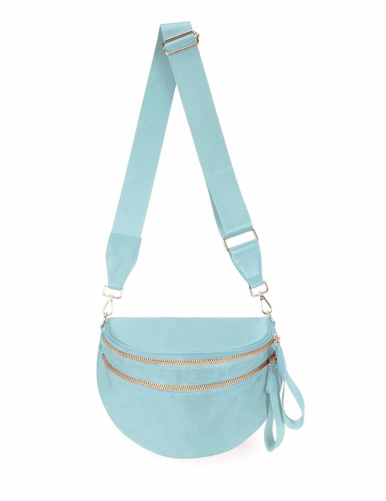 Spacious Nylon Crossbody Bag Bum Bag Handbags Wallets Purses Trendy Shoulder Bag for Women | Amazon (US)