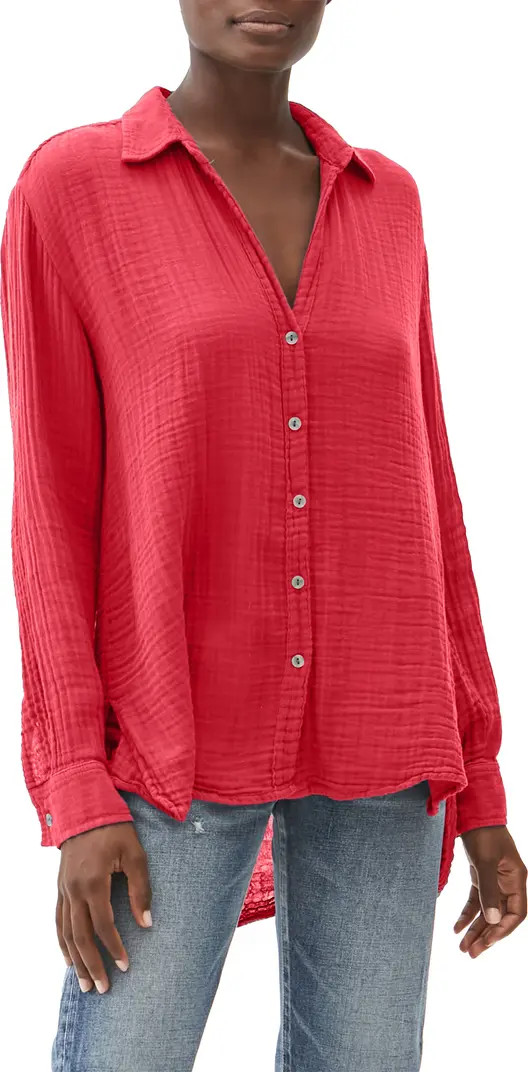 Leo Cotton Gauze High-Low Tunic Shirt | Nordstrom