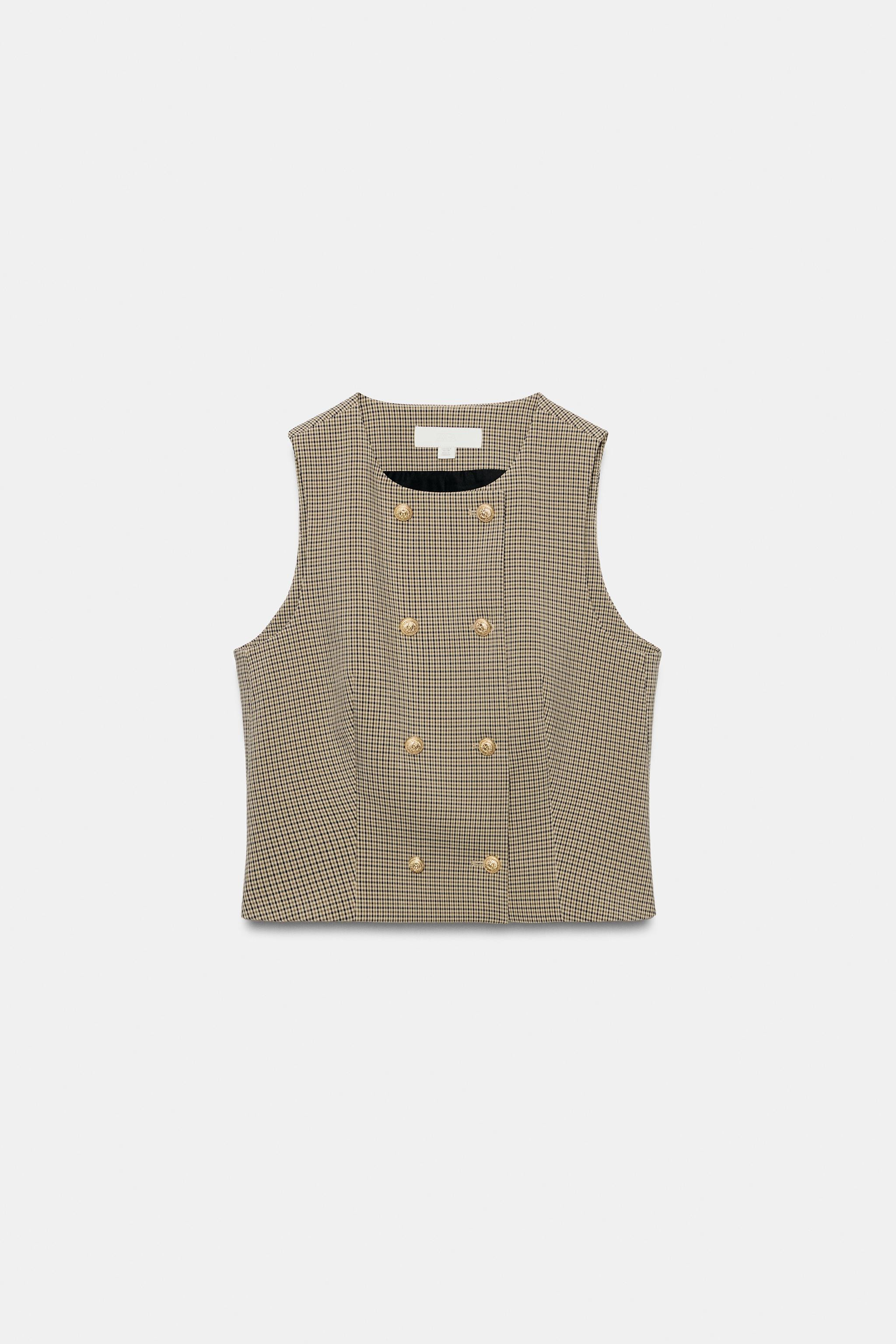 CHECKED CROP WAISTCOAT | Zara UK