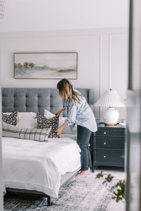 Bedrooms are meant to be serene and calming. 

Loloi, bedroom, bedroom decor, pillows, artwork, aritzia denim shirt 

#LTKfamily #LTKhome #LTKfindsunder100