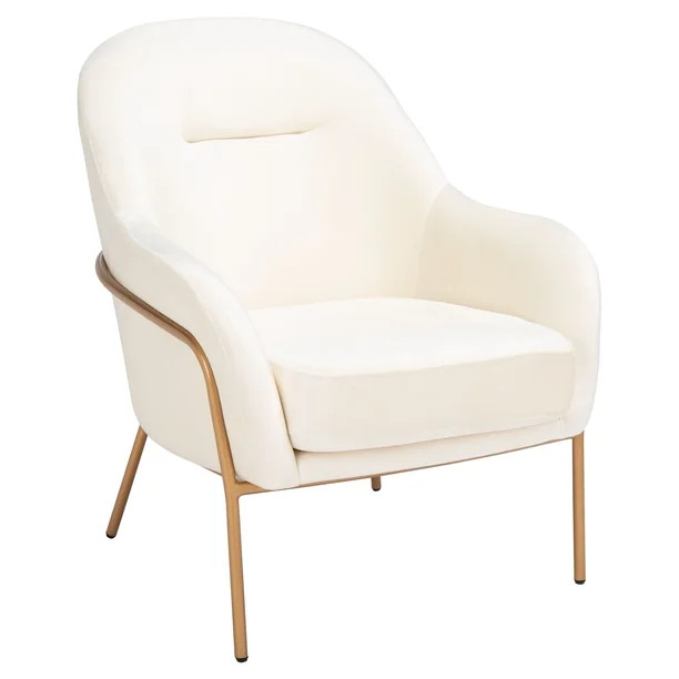 Safavieh Eleazer Modern Glam Velvet Accent Chair, Cream | Walmart (US)