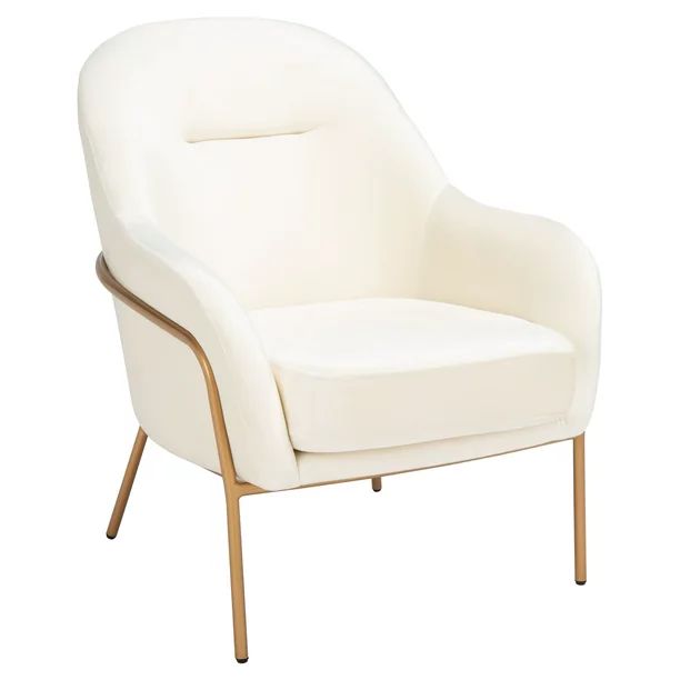 Safavieh Eleazer Modern Glam Velvet Accent Chair, Cream | Walmart (US)