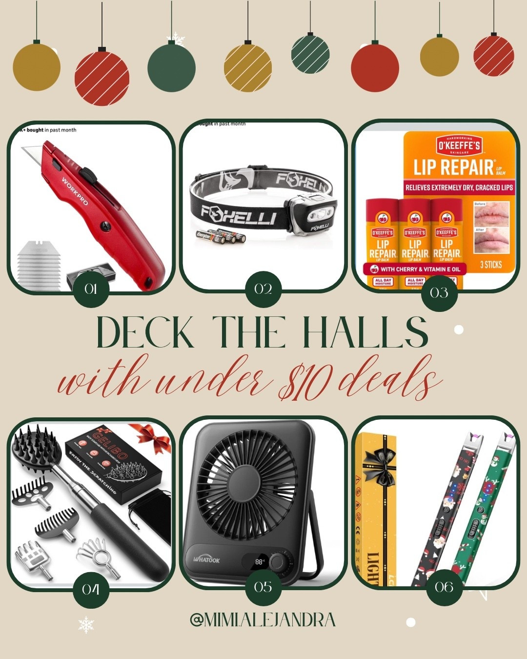 Gifts that are $10ish! 

A box cutter, a headlamp lip therapy, perfect for winter and a back scratcher. That is also head massager a fan that is tiny enough for a desk and fun holiday lighters for your winter scented candles!

#LTKFindsUnder50 #LTKGiftGuide #LTKHoliday