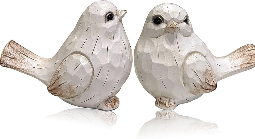 Farmhouse Bird Decor Resin Figurines - Set of 2, Vintage & Modern Statue for Home Accents, Cottag... | Amazon (CA)