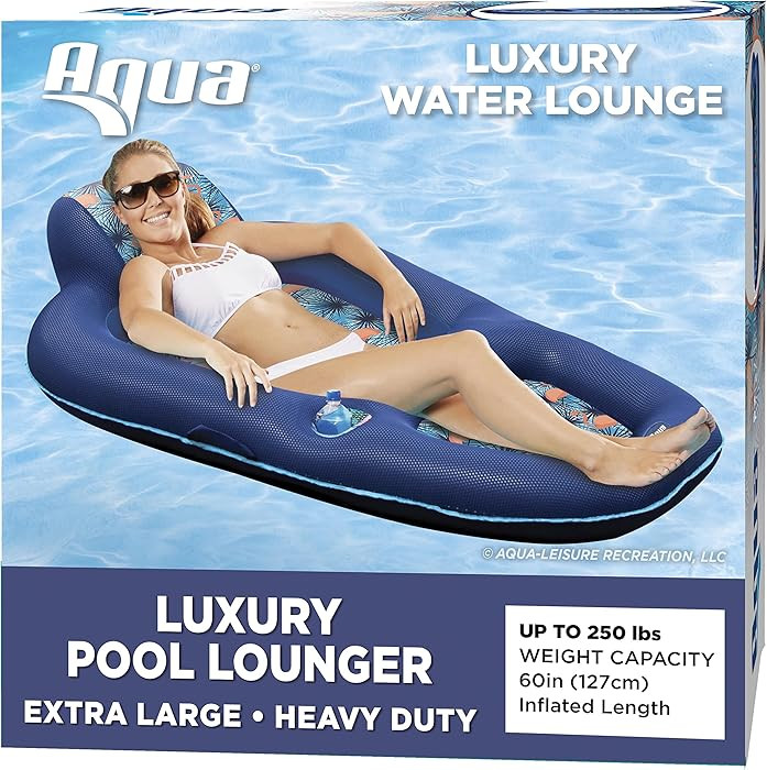 Aqua Luxury Water Pool Lounge – Extra Large – Inflatable Pool Floats for Adults with Headrest... | Amazon (US)