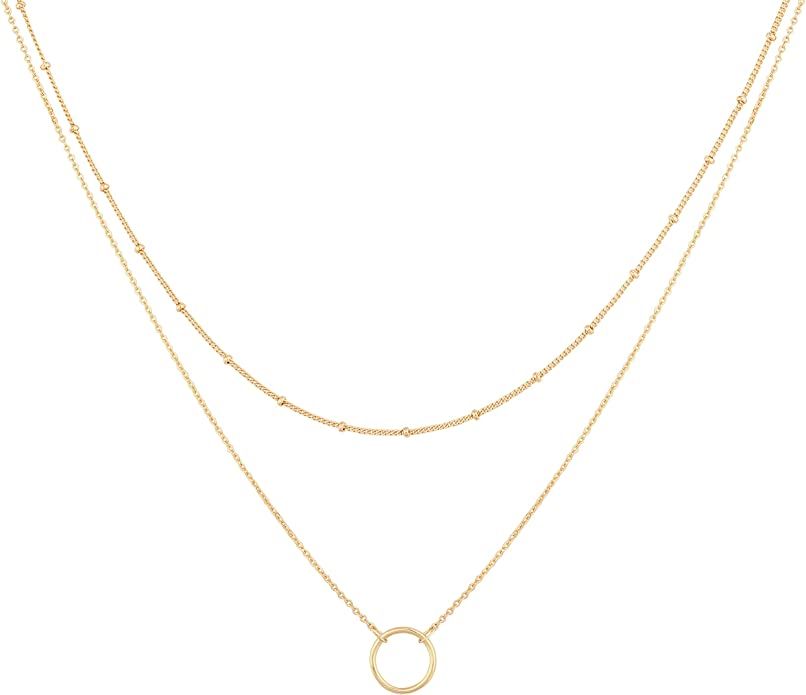 Mevecco Layered Heart Necklace Pendant Handmade 18k Gold Plated Dainty Gold Choker Arrow Bar Laye... | Amazon (US)