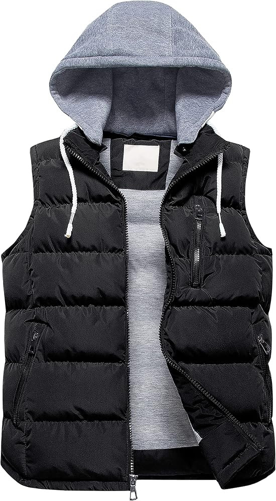CREATMO US Men's Outdoor Winter Vest Outerwear Removable Hooded Padded Puffer Sleeveless Vest | Amazon (US)