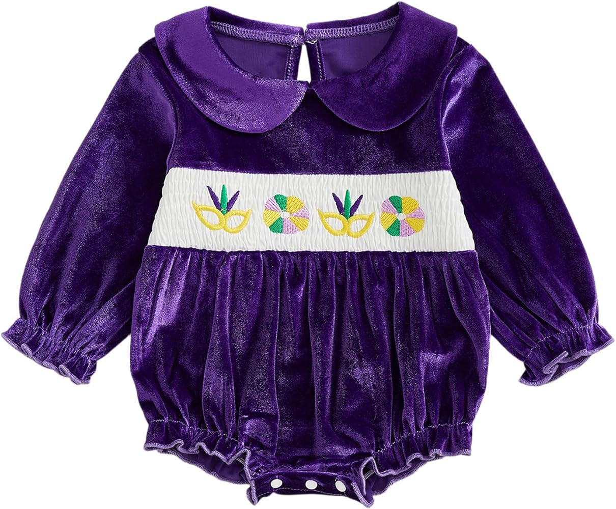 Ledy Champswiin Newborn Infant Baby Girl Winter Romper Solid Ruffled Jumpsuit Baby Velvet Shirt F... | Amazon (US)