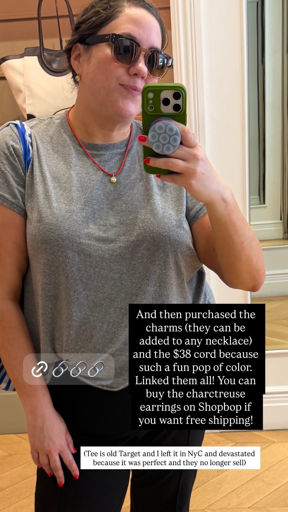 purchased the charms (they can be added to any necklace) and the $38 cord because such a fun pop of color. Linked them all!
(Tee is old Target and I left it in NyC and devastated because it was perfect and they no longer sell)
#ltkjewelry

#LTKstorytime