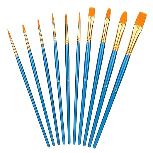 Amazon Basics 1 Lot de pinceaux, 10 tailles différentes, pour artistes, adultes et enfants, Bleu | Amazon (FR)