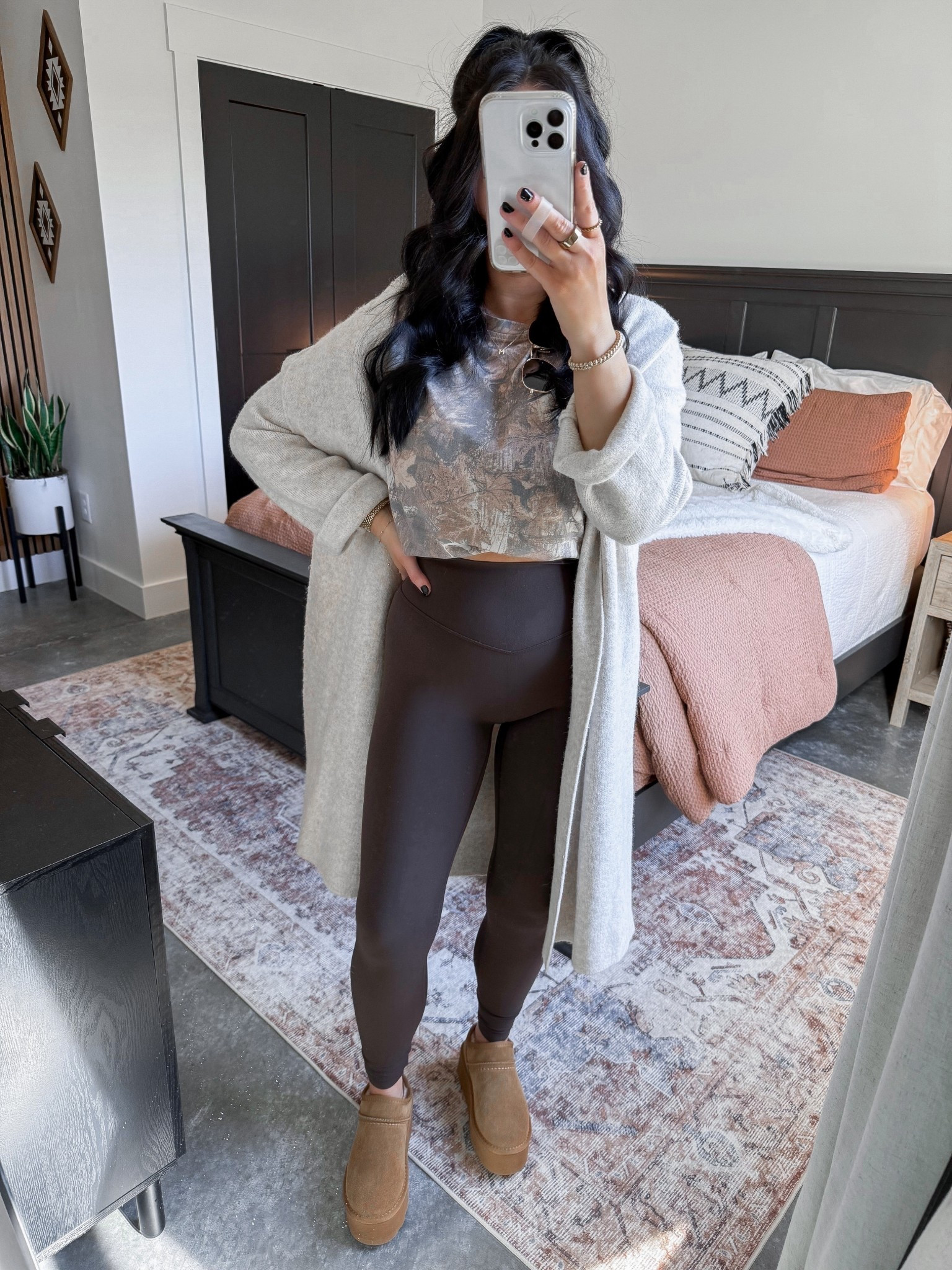 Comfy OOTD 🤍

Camo Tee - small (khaki green option)
Cardigan - small (apricot option)
Leggings - small (clay brown option)
Bralette - medium

The perfect outfit - whether you're lounging around home or running some errands! 👏🏼 I love this camo tee so much! It does have an oversized fit, but I tucked mine up into the band of my bralette for a cropped look! Layered this super cozy chunky cardigan over it (it reminds me of something from Loft - such amazing quality!) & finished the look with the best no front seam leggings EVER & these cozy platform shoes! 



#LTKFindsUnder50 #LTKBump #LTKFindsUnder100