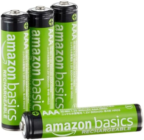 Amazon Basics 4-Pack Rechargeable AAA NiMH Batteries, 800 mAh, 1.2V, Low Self-Discharge, Pre-Char... | Amazon (US)