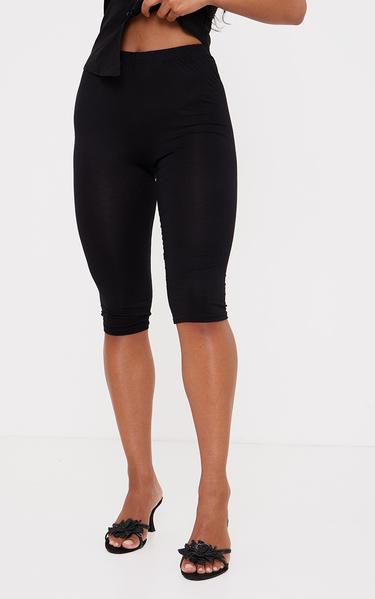 Black Jersey Capri Leggings | PrettyLittleThing US