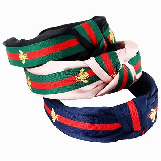 Cute Knot Headbands for Women-Girls Turban with Bee Animal -Black Pink Navy Blue 3Pcs | Amazon (US)